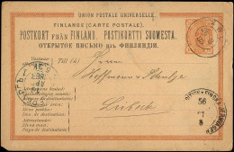 Finland Turku 10P Postal Stationery Card Mailed To Germany 1883. TPO Train Post Postmark - Cartas & Documentos