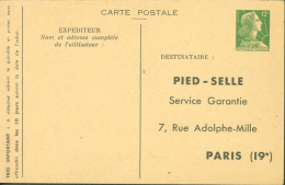 Entier Marianne Muller 12F Vert Carte Privée TSC Pied Selle Servie Garantie Paris Rare Cote 75 € Storch A4C2 - Standard- Und TSC-AK (vor 1995)