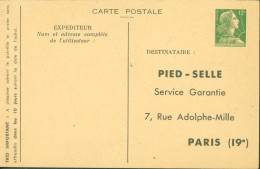 Entier Marianne Muller 12F Vert Carte Privée TSC Pied Selle Servie Garantie Paris Rare Cote 75 € Storch A4C2 - Cartes Postales Types Et TSC (avant 1995)