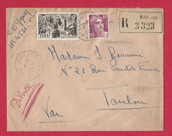 !!! INDOCHINE, LETTRE RECOMMANDÉE PAR AVION POUR TOULON DE 1953, CACHET POSTE AUX ARMÉES BPM 409 - Airmail