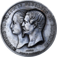 France, Médaille, Eugénie Et Napoléon III, Palais De L'Industrie, Etain - Other & Unclassified