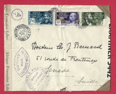 !!! AEF, COURRIER FRANCE LIBRE DE BRAZZAVILLE POUR GENÈVE DE MARS 1942 AVEC CENSURES MULTIPLES - Lettres & Documents