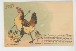 PUBLICITE - OISEAUX - Jolie Carte Fantaisie Poule Et Canetons PUB Pour LES CONSOMMÉS MAGGI - Publicidad