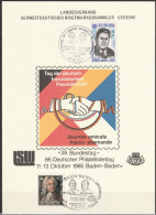 Bund 1985 SSt. Baden-Baden Tag Der Deutsch-französischen Freundschaf 39.Bundestag, 86.Deutscher Philatelistentag( E 348) - Covers & Documents