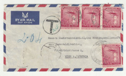 Pakistan Air Mail Letter Cover Posted 1954? To Austria Taxed (Austrian Postage Due Stamps Missing) B240503 - Pakistan
