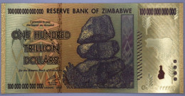 Zimbabwe $100 100 Trillion Dollars Gold Banknote Money Collection Novelty - Simbabwe