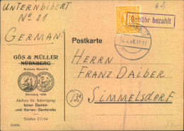 1945, Postkarte 6 Pfg. AM-Post Und "Gbühr Bezahlt" Ab Nürnberg - Brieven En Documenten