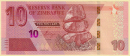 Zimbabwe 10 Dollars 2020 Water Buffalo P 103 AF Prefix Crisp UNC - Zimbabwe