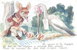 FANTAISIES #MK48928 LE RENARD ET LA CIGOGNE - Animaux Habillés