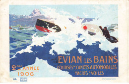 74 EVIAN LES BAINS #SAN50274 COURSES DE CANOTS AUTOMOBILES YACHTS A VOILES 2 EME ANNEE 1906 - Evian-les-Bains