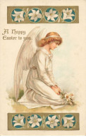 ANGE #FG51967 A GENOUX QUI PRIE A HAPPY EASTER TO YOU FLEURS LYS - Angels