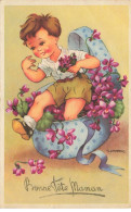 FETES VOEUX #MK48973 ENFANT DANS UNE BOITE REMPLIT DE FLEURS PAR ILLUSTRATEUR GOUGEAN - Moederdag