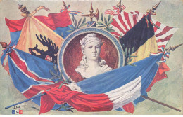 MILITAIRES #DC51497 PATRIOTISME MARIANNE EN MEDAILLON + DRAPEAUX - Patriotiques