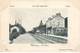 77 THOMERY #MK52468 LA GARE TRAIN LOCOMOTIVE + PUB AU BON MARCHE - Andere & Zonder Classificatie