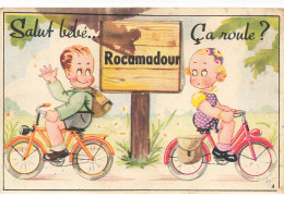 46 ROCAMADOUR #MK52223 DEUX ENFANTS SUR UN VELO CARTE SYSTEME - Rocamadour