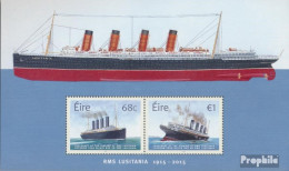 Irland Block95 (kompl.Ausg.) Postfrisch 2015 Versenkung Der Lusitania - Neufs