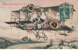 AVIATIONS #MK52739 ANNIVERSAIRE UN AVION EN FLEURS ET VISAGE D UN HOMME - Andere & Zonder Classificatie