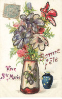 PRENOMS #MK52715 VIVE STE MARIE VASE AVEC DES FLEURS AJOUTIS GAUFREE - Nomi