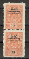 WWI AUSTRIA OCC MONTENEGRO - MNH PAIR,  FISCAL, REVENUE STAMP, 10 ПАРА - Montenegro