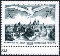 France 2023 - TIMBRE ISSU DE L'AFFICHE  POSTE AÉRIENNE  XIIe CONGRÈS DE L'UNION  POSTALE UNIVERSELLE PARIS 1947 YT 96A * - 1960-.... Mint/hinged