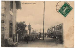 CPA 72 - LAVARE (Sarthe) - Gare (animée, Train En Gare) - Ed. Cruchet - Sonstige & Ohne Zuordnung