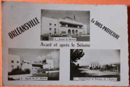 CARTE ALGERIE - ORLEANSVILLE - AVANT & APRES LE SEISME - 1955 - SCAN RECTO/VERSO - Andere & Zonder Classificatie