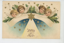 ENFANTS - ANGES - Jolie Carte Fantaisie Gaufrée Avec Dorures Enfants Angelots De "Joyeux Noël " - Other & Unclassified