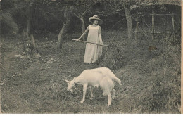 78 GUERVILLE AC#MK422 LE GRILLON FERME DES FILLENCOURTS SENNEVILLE FEMME ET UNE CHEVRE CARTE PHOTO - Guerville