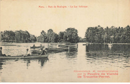 75016 PARIS AC#MK409 BOIS DE BOULOGNE LE LAC INTERIEUR + PUBLICITE POUDRE DE VIANDE DE TROUETTE PERRET - Paris (16)