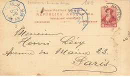 POSTE MARITIME #FG54608 LIGNE J. PAQ. FR. N°5 OCTOBRE 1895 ENTIER ARGENTINE - Correo Marítimo