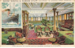 BATEAUX AC#MK654 FIRST SALOON OF A SHAW SAVILL ET ALBION COMPANYS STEAMER PAQUEBOT URUGUAY - Steamers