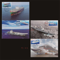 China Maximum Card 2024-5 China Shipbuilding Industry Second Group, Destroyer Aircraft Carrier，4 Pcs - Cartoline Maximum