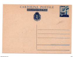 Luogotenenza - C.P. Posta Aerea Lire 1,20 Su Cent. 70 N. C 119 - Nuova - Stamped Stationery