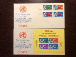GHANA FDC COVER 1968 YEAR WHO OMS  HEALTH MEDICINE STAMPS - Ghana (1957-...)