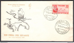 1949 REPUBBLICA - VENETIA  N. 29 20 Lire Fiera Del Levante - FDC