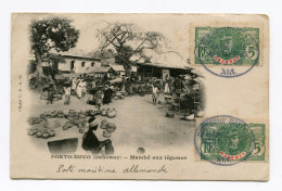 !!! DAHOMEY, CPA DE PORTO NOVO DE 1909 AVEC CACHETS DE POSTE MARITIME ALLEMANDE - Storia Postale