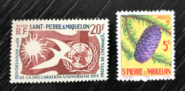 Lot De 2 Timbres Neufs** Saint Pierre Et Miquelon 1958 Yt N° 358 / 359 - Ungebraucht