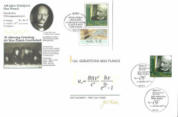 333  Max Planck: Env. 1er Jour + PAP D'Allemagne - Physics, Quantum Mechanics, Nobel: 2 Covers From Germany. Physique - Physics