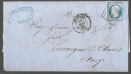 Timbre Napoléon III Bleu 20 Centimes Sur Lettre, Oblitération Losange N° 2340 Orléans (As) - Bolli Manuali