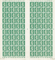 170 Pasteur 10 C. Vert   Feuille De 100 Timbres Date 6-12-1923 Cylindre E Luxe - Feuilles Complètes