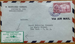 VENEZUELA 1940, WW2 ADVERTISING COVER USED TO UJA, VIGNETTE LABEL FORWARD SHAPMENT ROYAL SHIPPING CO. MIBERMUDEZ VARGAS - Venezuela