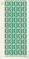 170 Pasteur 10 C. Vert  1/2 Feuille De 50 Timbres Date 9/5/1923 Cylindre A Luxe - 1922-26 Pasteur