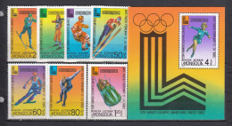 Mongolia 1980 - Winter Olympic Games, Lake, Placid, Mi-Nr. 1271/77+Bl. 61, MNH** - Mongolia