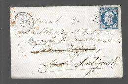 Timbre Napoléon III Bleu 20 Centimes Sur Lettre, Oblitération Losange N° Inexistant Ou Faiblesse D'appui, Bléré (As) - Bolli Manuali