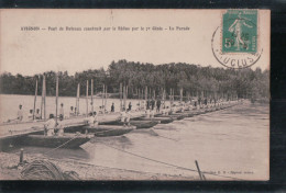 Cpa 84 Avignon Pont De Bateaux Construit Sur Le Rhône Par Le 7è Génie -la Parade - Avignon