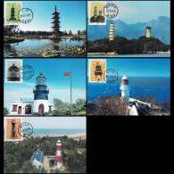 China Maximum Card,2002-10 Historical Lighthouse,5 Pcs - Maximumkaarten