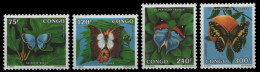 Kongo-Brazzaville 1991 - Mi-Nr. 1293-1296 ** - MNH - Schmetterlinge / Butterflies - Nuevas/fijasellos