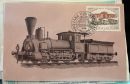 Yugoslavia Maxi Card With Double Print On A Stamp, Train, Railway, Certificate A. Krstić - Sin Dentar, Pruebas De Impresión Y Variedades