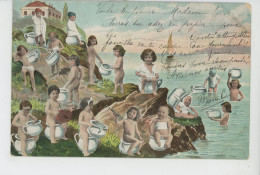 ENFANTS - BÉBÉS - Jolie Carte Fantaisie Bébés Au Bord De La Mer Avec Pot De Chambre - Serie 319 - Bébés