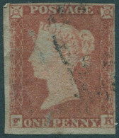 Great Britain 1854 SG8 1d Red-brown QV **FK Imperf FU (amd) - Ohne Zuordnung